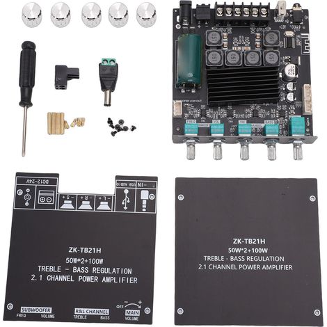 Module amplificateur Bluetooth 2.1 canaux, prise en charge de la puce TPA3116D2, carte d'ampli de puissance Audio avec caisson de basses 50W x 2 + 100W