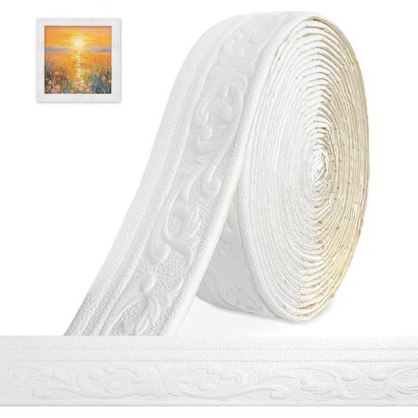 Autoadhésif 3D bandes mur - 10m x 10cm -bandes décoratives autocollant, porte de broderie murale imperméable, pour les coins lignes de plafond