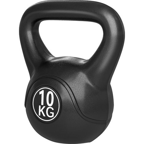 Kettlebell 10 kg, haltère avec poignée ergonomique, haltère à boule, musculation, entraînement, 25 x 19 x 28 cm noir (1/5)