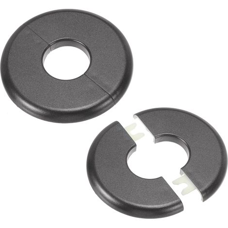 Plaque d'Écussons Auto-Adhésive Ronde en ABS 1.1"/28mm, 2pcs Couverture Murale pour Tuyau d'Eau, Cache Mitigeur Douche Boucles Rosace Robinet Chauffage Plomberie Mural, Gris (1/5)