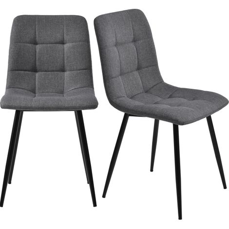 5-teiliges Esszimmer-Set, MDF-Tisch in Nussbaumoptik mit 4 grauen Leinenstühlen (1/5)