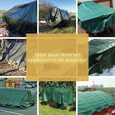 Bache Imperméable - 2 m x 3 m - Polyéthylène Tissé 120 g/m2 - Ourlet Renforcé avec Cordon et Illets Aluminium - Pour Meubles Jardin Voiture Piscine - 1 Pièce (1/5)