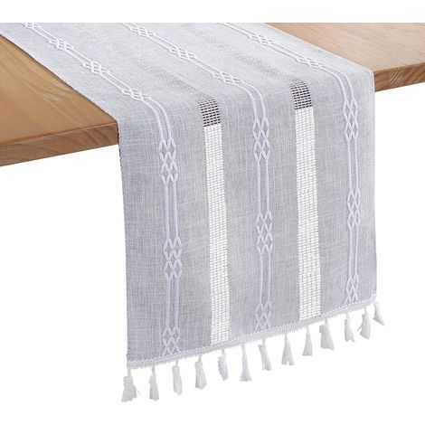 Large Table Runner, Cotton and Linen Tassels, Decorative Cover for TV Cabinet, Living Room, Coffee Table, Dining Room, Kitchen, Cafe, Home, Indoor, Bar, Party, 180 x 33 cm (1/5)
