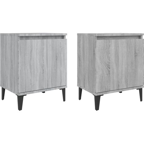 Maison Exclusive - Nachtschränke mit Metallbeinen Grau Sonoma 40x