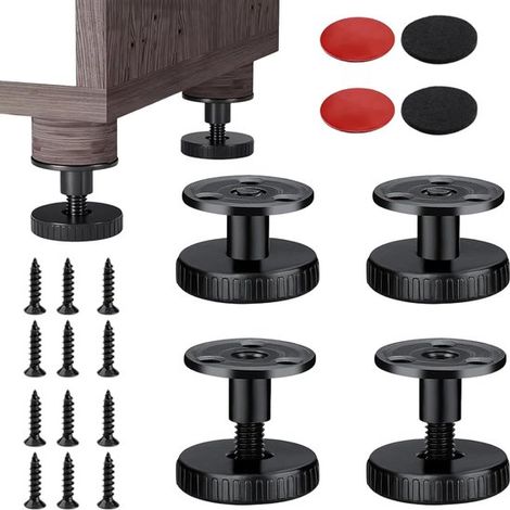Juego de 4 piezas de muebles ajustables: herramientas antivibración, patas ajustables, para usar en camas, armarios y sofás. (1/5)