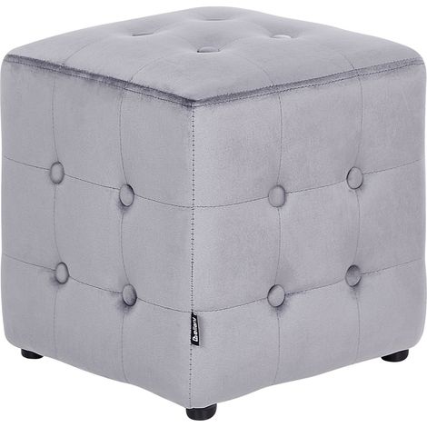 Pouf a forma di Cubo in velluto grigio Wisconsin