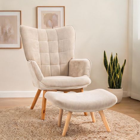 Fauteuil beige en kord 72 x 80 x 101 cm (1/5)