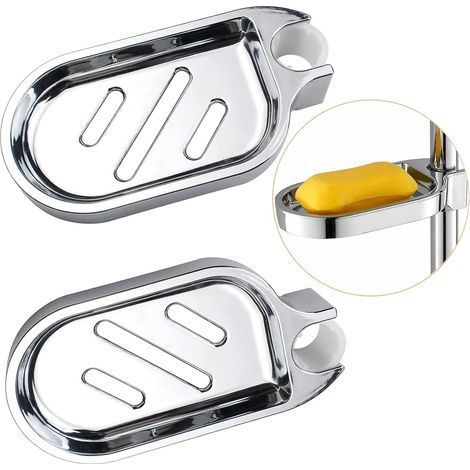 Porta sapone da doccia senza foratura – Set di 2 porta sapone regolabili e ultra resistenti in ABS per doccia, lavandino o lavabo (1/5)