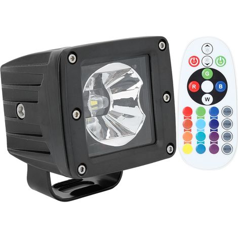 Lampe carrée LED avec télécommande 10-30V étanche IP67 résistante aux chocs (1/5)
