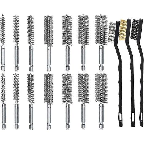 Un ensemble de 17 brosses métalliques, adaptées aux perceuses électriques et aux visseuses à percussion (1/5)