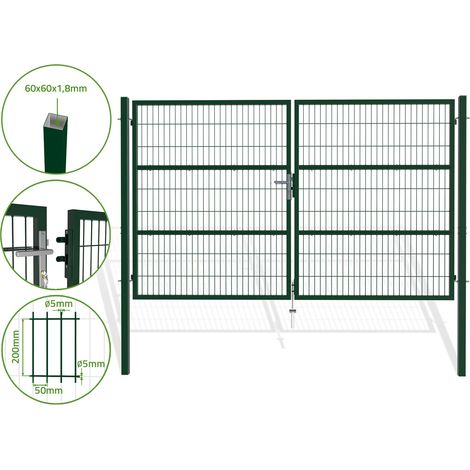 Puerta abatible de malla verde RAZO 3m Al.180cm