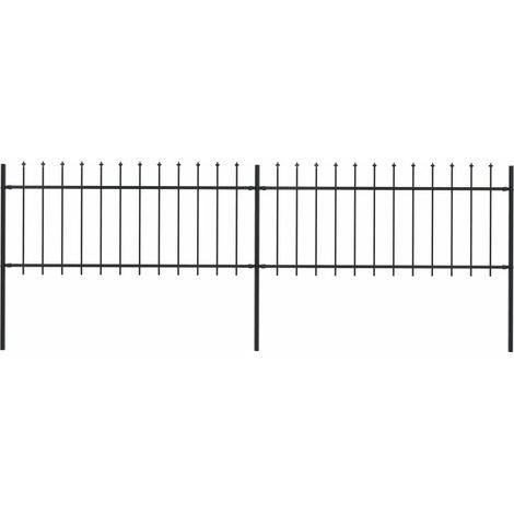 vidaXL Recinzione da Giardino con Punta a Lancia in Acciaio 359x80 cm Nero