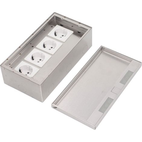 Boîtier de prise de courant encastré au sol en acier inoxydable, 4 prises standard, 4000 W (1/5)