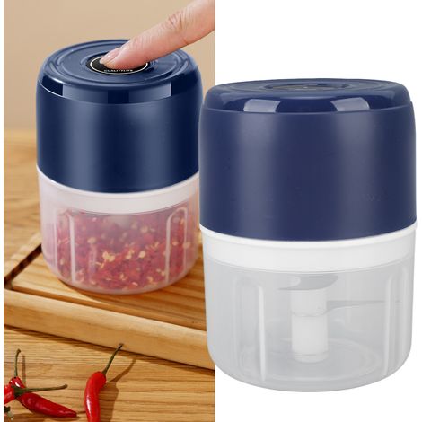 Mini hachoir à ail électrique, hachoir à ail domestique, petit robot culinaire USB pour bébé, bleu (1/5)