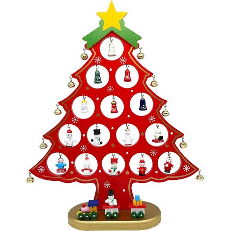 Décoration de sapin de Noël rouge - avec 28 mini-décorations, idéale pour les tables et les cheminées - 1 pièce, 20 x 27 cm, rouge (1/4)
