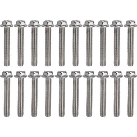 GARRYFIZH Boulons à Tête Hexagonale à Collerette avec Joint, Acier Inoxydable A2‑70 DIN6921, Lot de 20 Pièces - M10x60mm (1/5)