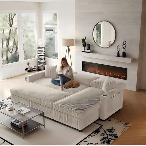 Los sofás cama en forma de L, un sofá espacioso, un sofá cama en el suelo y espacio de almacenamiento son adecuados para un sofá modular AR y una tumbona en su sala de estar y en su apartamento. (1/5)