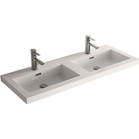 Cygnus Bath Résine-Charge minérale avec Lavabo double poza 120 cm Blanc brillant