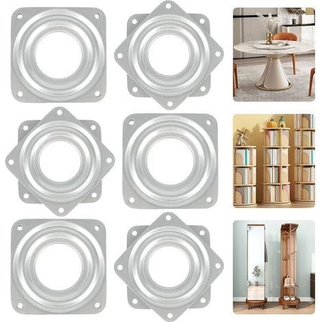 360°-Drehteller, 6-teilig, Metall-Drehteller, TV-Drehteller, 4-teiliger quadratischer Drehteller mit kugelgelagerter Schwenkplatte für Büromöbel (1/5)