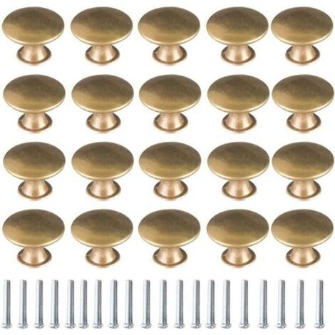 Bouton de Porte Laiton 20 Pièces Vintage Laiton Poignées Boutons de Meuble Boutons Porte de Tiroir Poignée de Meuble Bouton de Meuble Vintage pour Tiroir Armoire Meuble Cuisine de Placard