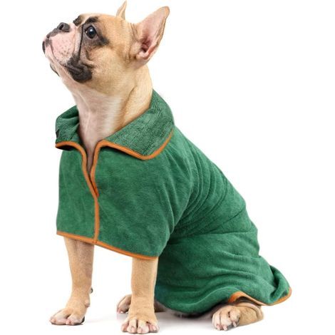 Dog Bathrobe, Microfiber, Elasticated Belt, Quick Drying, For Cats and Dogs, Bathing and Swimming (1/5)