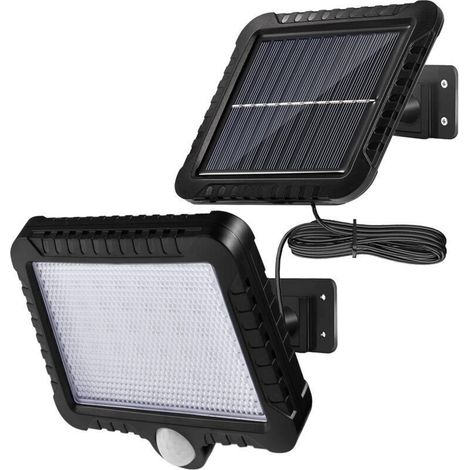 Memkey – Projecteur solaire à détecteur de mouvement IP65 – Câble de 5m – Angle d'éclairage 120° – Panneau solaire rotatif – Autonomie 10h (1/5)