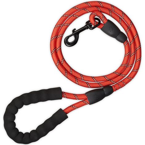 Correa para perros reforzada - cuerda de nailon reflectante - roja - 150 cm (1/4)