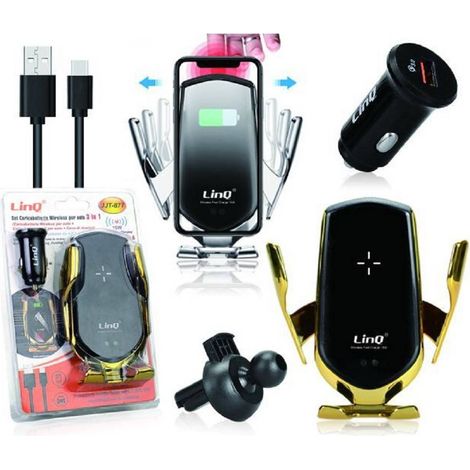Linq - Kit Caricabatteria Wireless 3 In 1 Per Auto Universale Adattatore Cavi Jjt-877 -