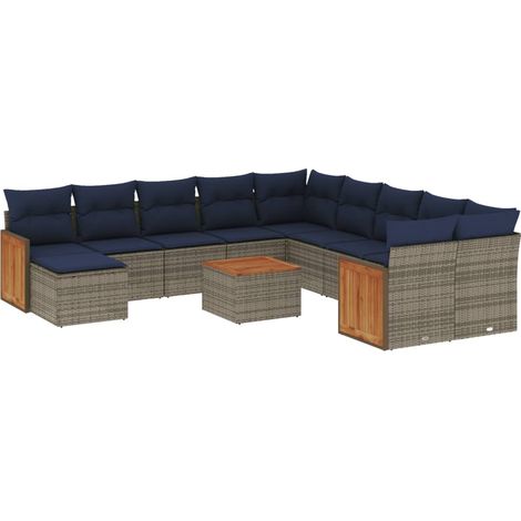 Maison Exclusive - Set Divani da Giardino 12 pz con Cuscini Grigio in Polyrattan (1/5)