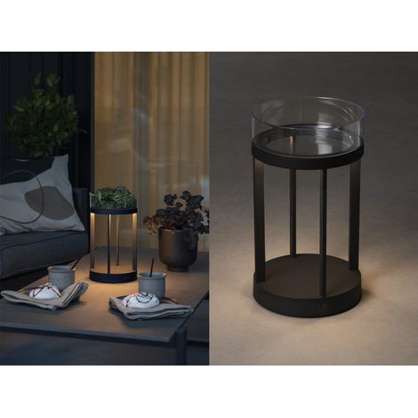 LED Outdoor Tischlaterne CHIETI per USB aufladbar, Schwarz Höhe 25cm (1/5)