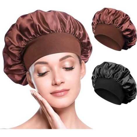 5 Bonnet, Élastique Souple, Satin Ultra-fin, Protection Cheveux Longs, Femmes et Filles (1/4)