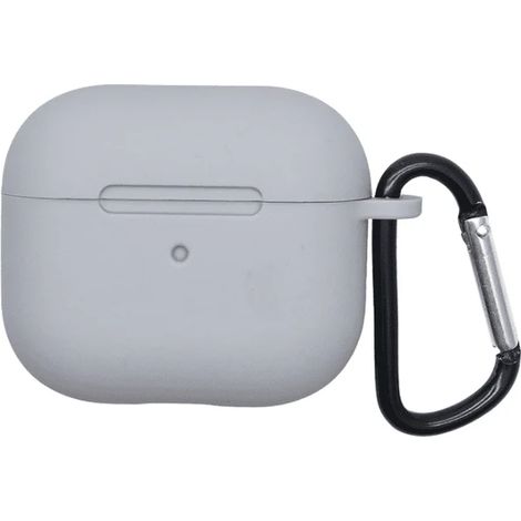 Étui de protection en silicone gris pour AirPods 3e génération d'Apple + mousqueton