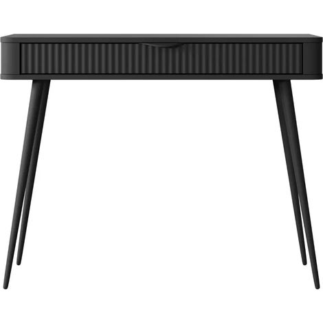 JOUDY - Bureau 100cm -effet rainuré - Noir (1/5)