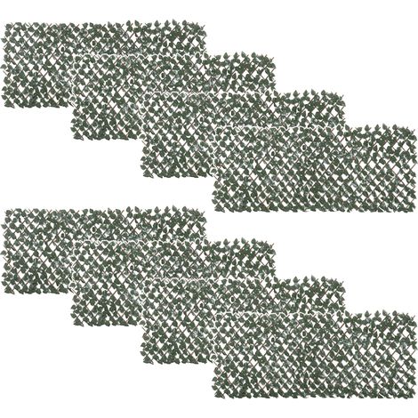 Rotolo di Siepe Finta per Balcone da 8 Pezzi , Siepe Artificiale Estensibile per Giardino con Foglie Finte Verdi 200x100cm