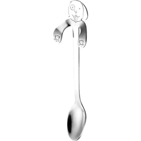 Cuillère en inox argenté en forme de chien (1/3)