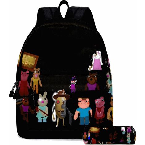 Sac à dos enfant 2 pièces avec trousse, motif jeu vidéo, pour école, voyage, camping, pique-nique, cadeau anniversaire Noël. (1/5)