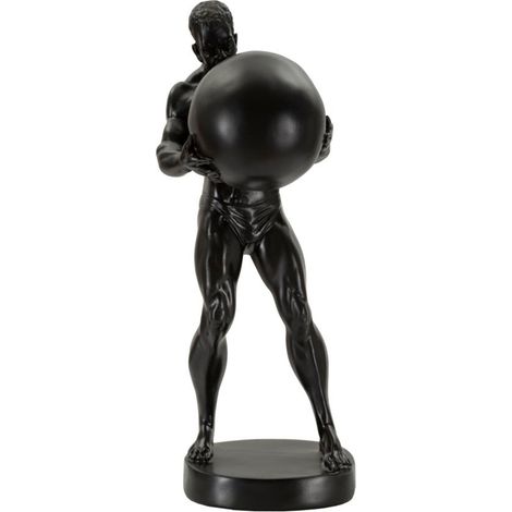 Sculpture décorative en résine noire, 18,5x20,5x43,5 cm – Statuette Atlas (1/5)