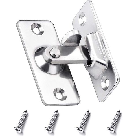 Loquet Porte 90/180 degrés,304 Acier Inoxydable Serrure Porte Coulissante avec 4 Vis pour Maison Chambres Jardin Salles de Bains Fenêtres Cuisines,Argent (1/5)