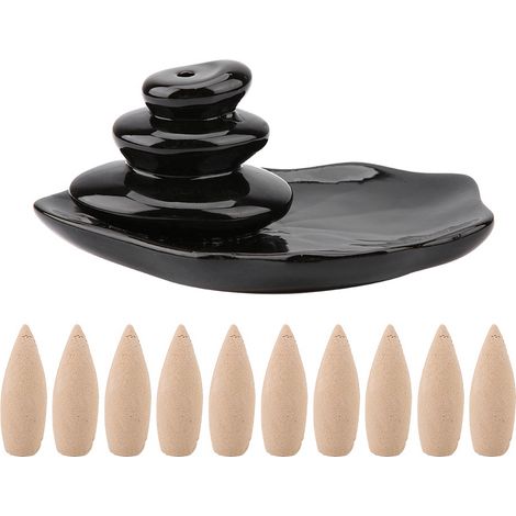 Brûleur d'encens à contre-courant en céramique noire pour salon de thé - Décoration intérieure (1/5)
