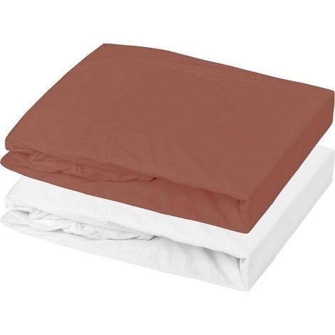Lot alèse imperméable et drap-housse bébé en coton Terracotta 70x140x17 cm (1/2)