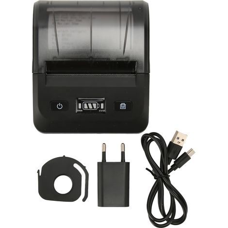 Imprimante thermique 80mm Bluetooth 4.2, vitesse 50-80mm/s, 203DPI, compatible ESC/POS, prise EU 100-240V, étiquettes d'expédition USB-C (1/5)