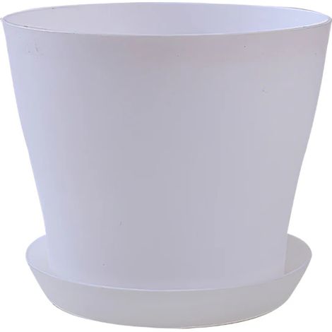 Pots de fleurs en plastique (blanc, 17 cm) pour balcon, plantes grasses et bonsaï d'intérieur, multicolores, avec soucoupe. (1/4)