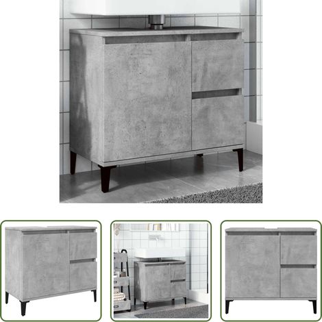 vidaXL Holzwerkstoff - Waschbeckenunterschrank Betongrau 65x33x60 cm Holzwerkstoff (1/5)