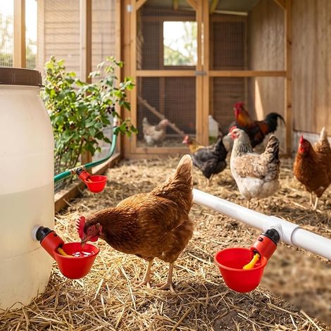 Chicken Drinker, Plastic Water Bowl for Poultry, Drinking System for Chicken Breeding Duck, Geese, Farm (1/4)