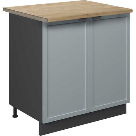 Küchenunterschrank Fame-Line, Hellblau-grau/Anthrazit, 80 cm Arbeitsplatte Goldkraft Eiche, Vicco (1/5)