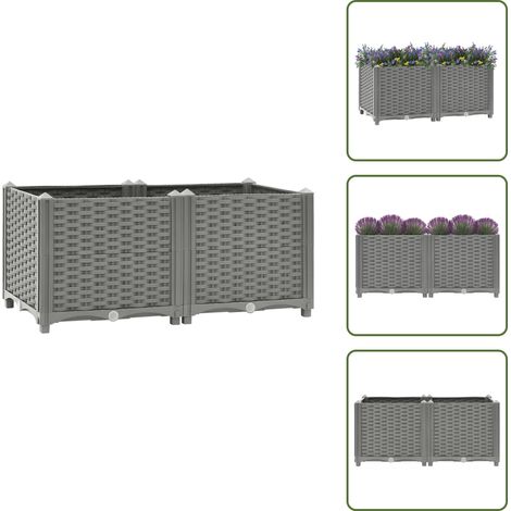 Lit surélevé 80x40x38 cm Polypropylène - Jardin - Pots De Fleurs - Bac À Fleurs - Plante - Décoration Extérieure (1/5)