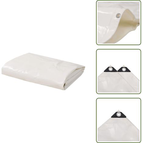 Bâche 650 g / m² 4 x 5 m Blanc - Couverture Imperméable - Bâche Protectrice - Bâche Extérieure - Bâche Multifonction - Bâche Voiture (1/5)
