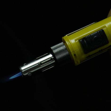Coffret 12 en 1 fer à souder chalumeau gaz butane auto-allumage sans fil transportable (Jaune) (1/5)