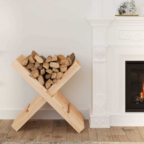 Porte-bûches -Portant de bois de chauffage-Meuble pour range bûches 47x39,5x48 cm Bois massif de pin 599994 (1/5)