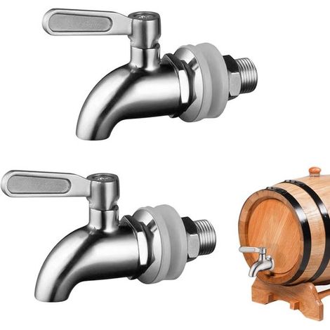 Grifo para barril de cerveza, 2 piezas, 16 mm, Barril con grifo, Acero inoxidable, Grifo para vino, Dispensador de bebidas de vidrio (1/5)
